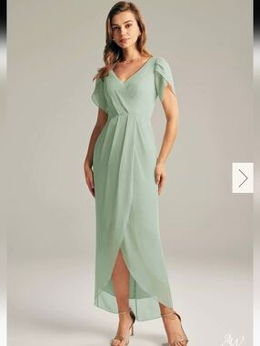Aw Bridal Elegant Sage Color Dress